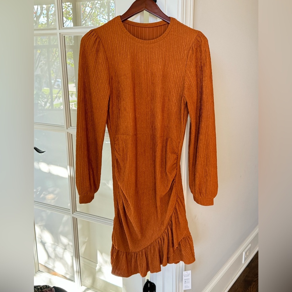 Orange fall long sleeve dress